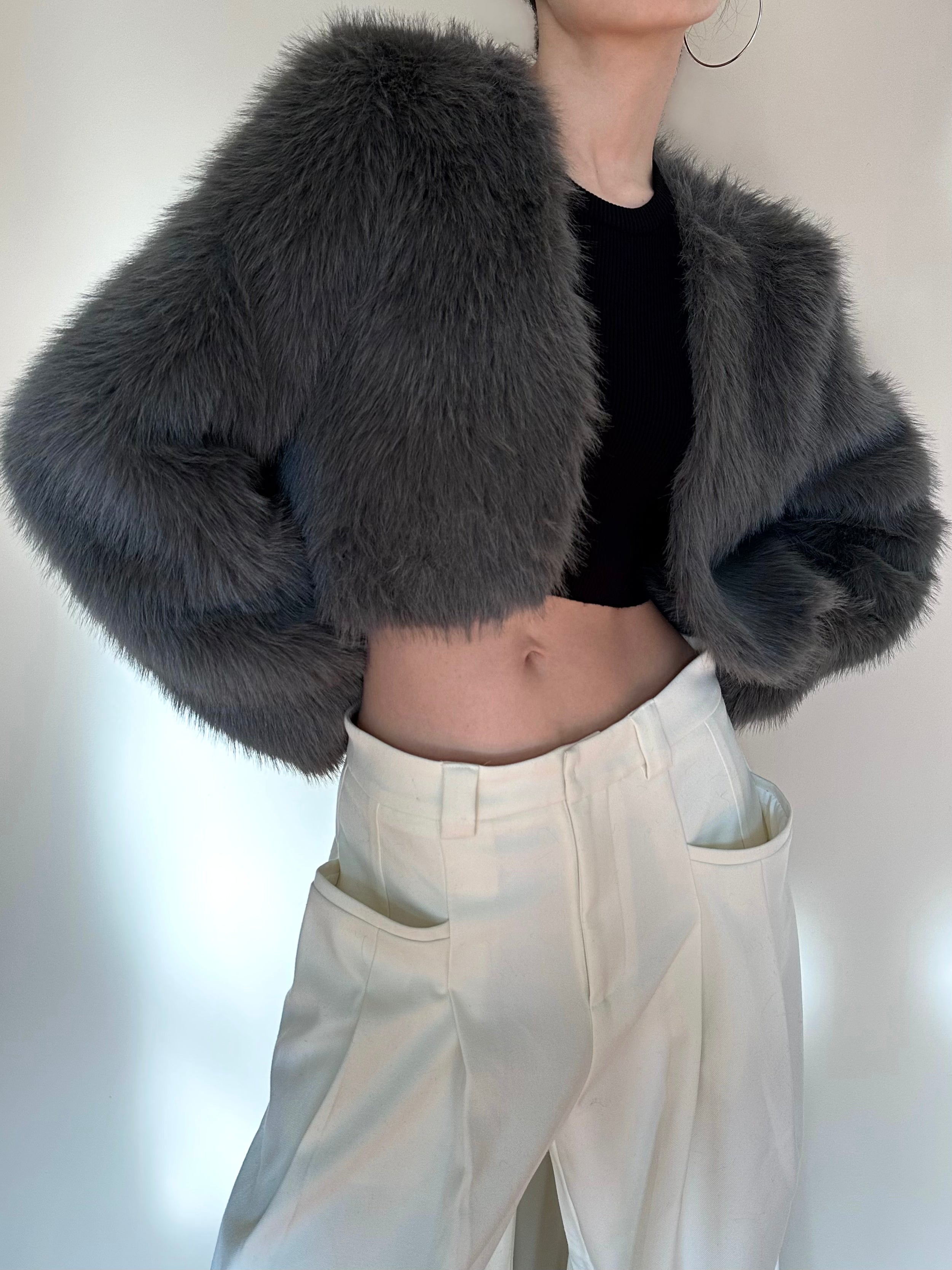 Cropped Faux-Fur Coat