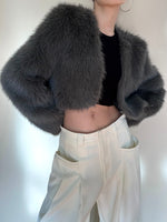 Load image into Gallery viewer, Cropped Faux-Fur Coat

