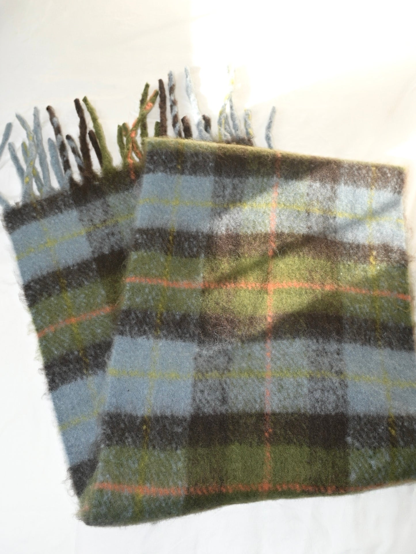 Plaid Fringe Wool Scarf