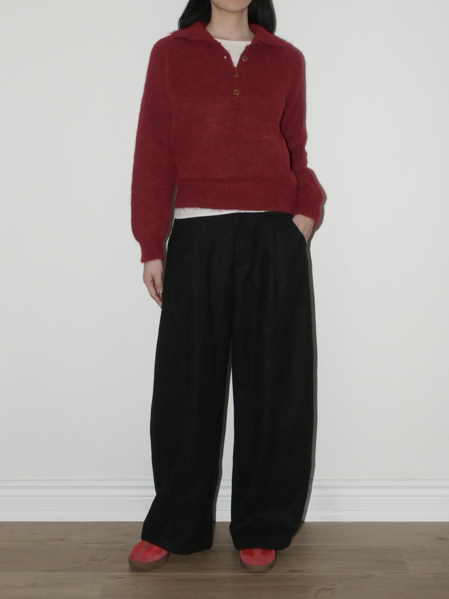 Wool Half-button Sweater