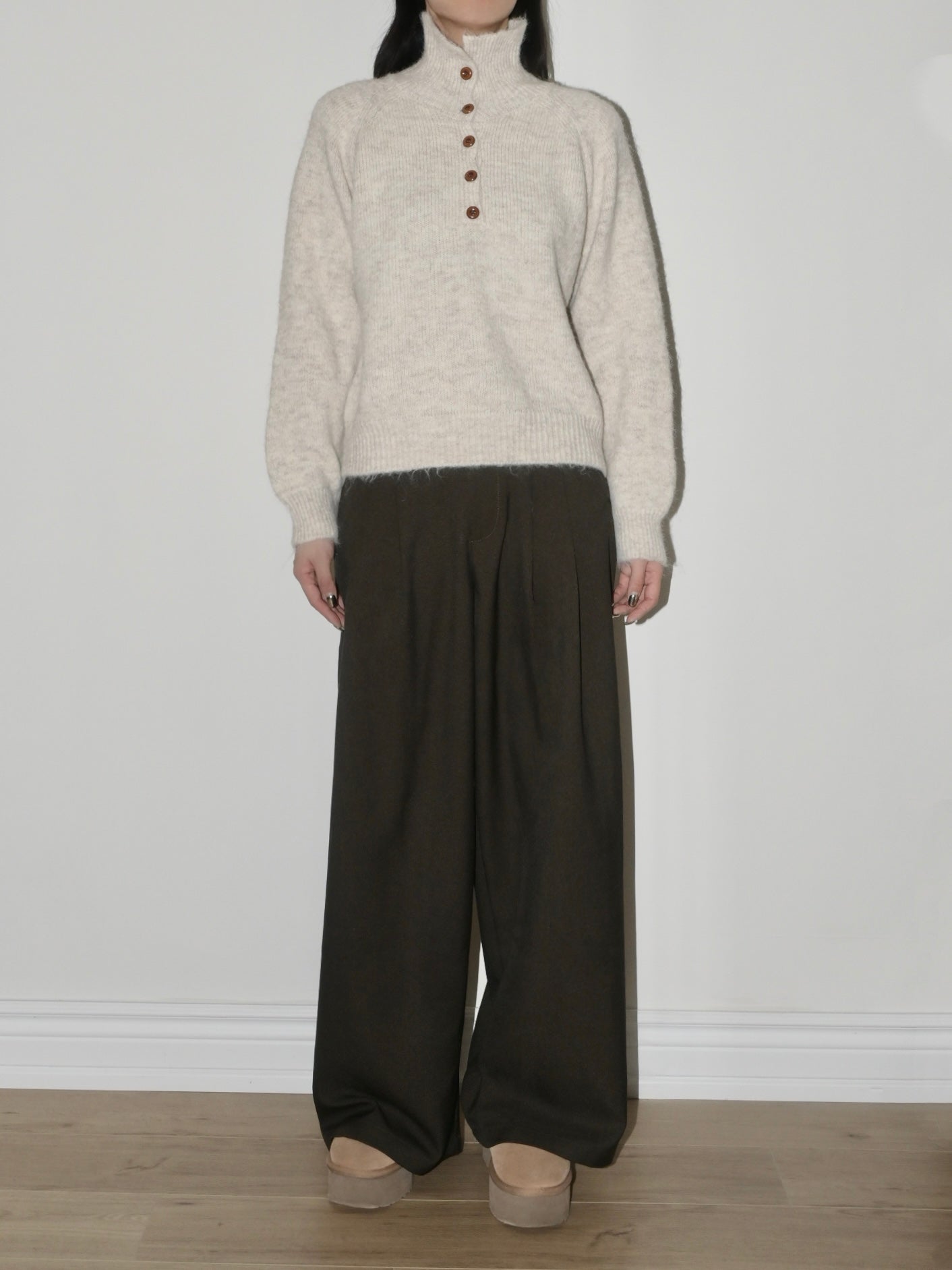 Wool Half-button Sweater