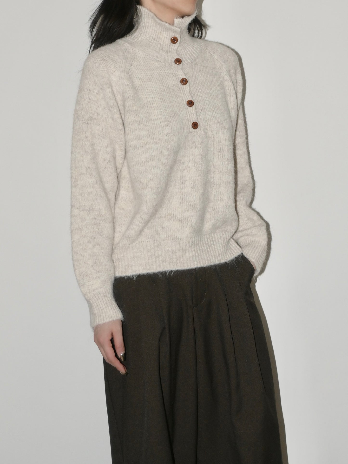 Wool Half-button Sweater