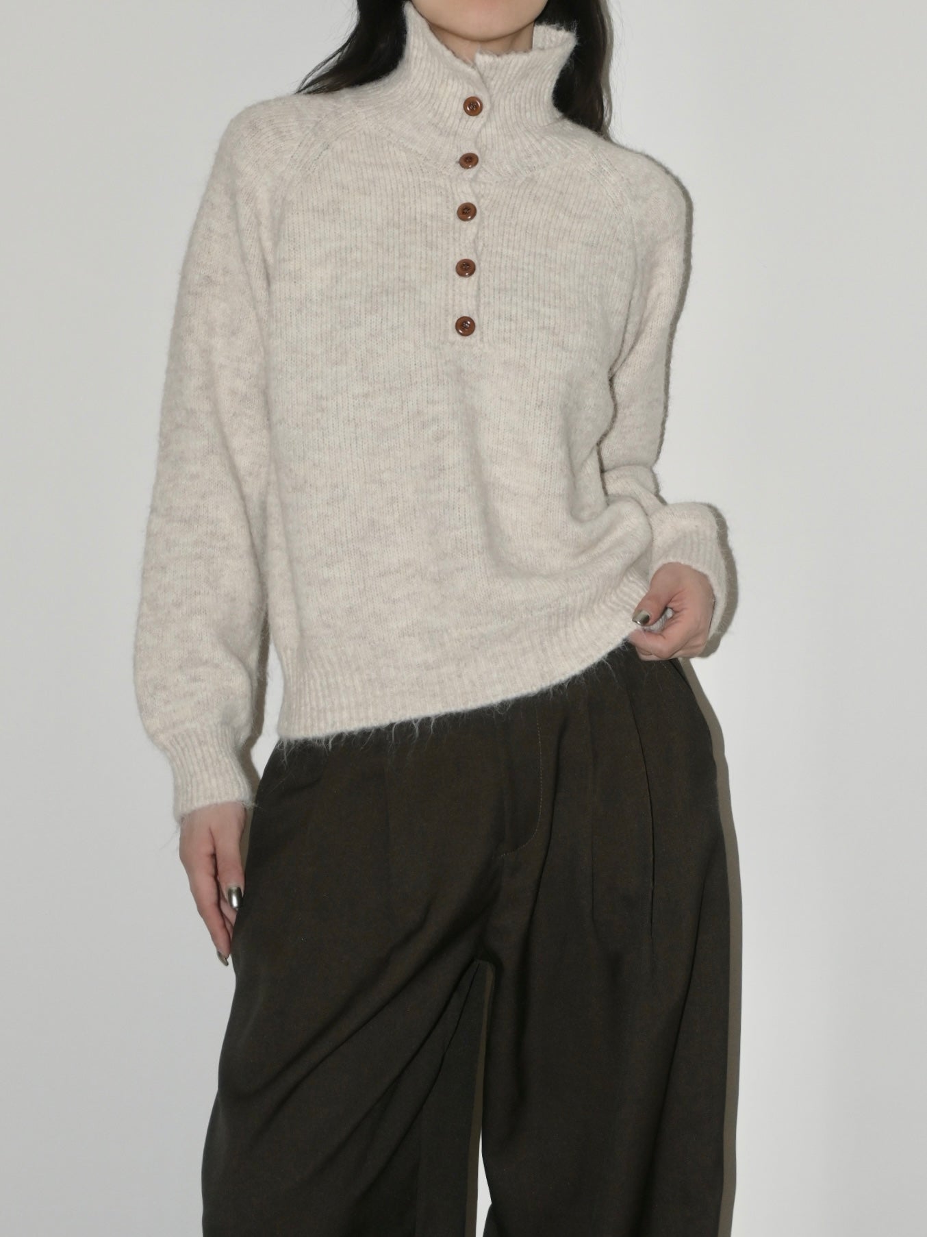 Wool Half-button Sweater