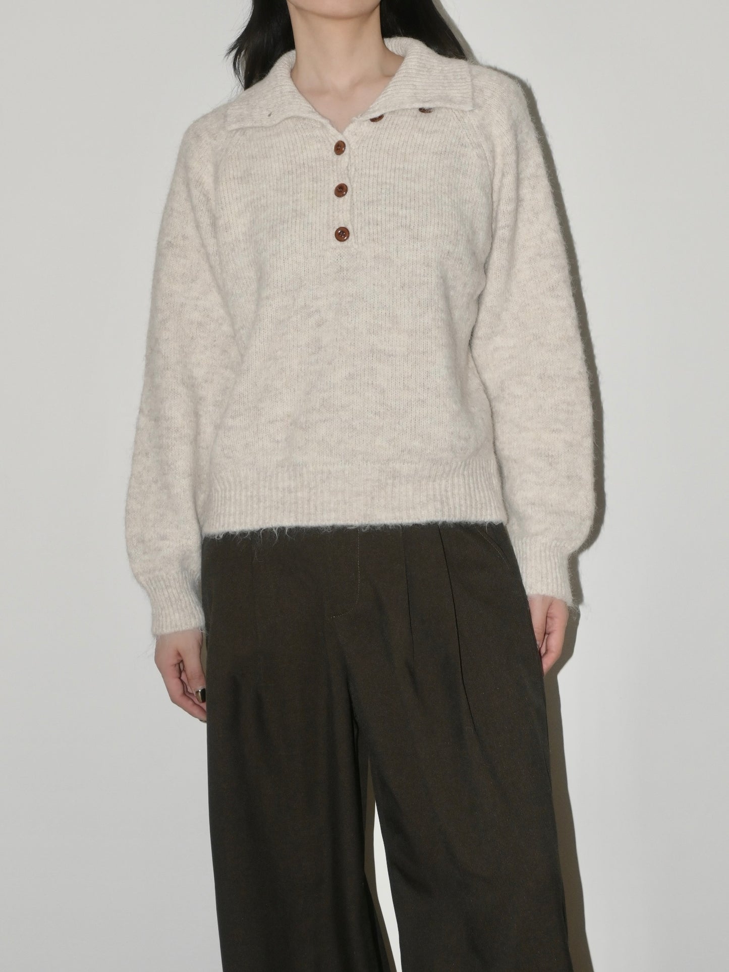 Wool Half-button Sweater