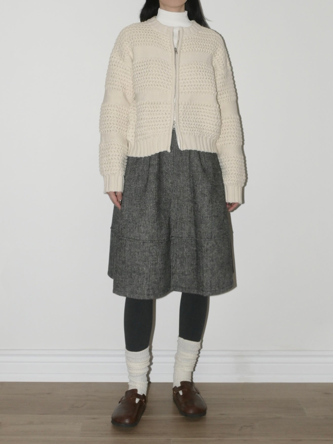 Textured Wool Zip Sweater