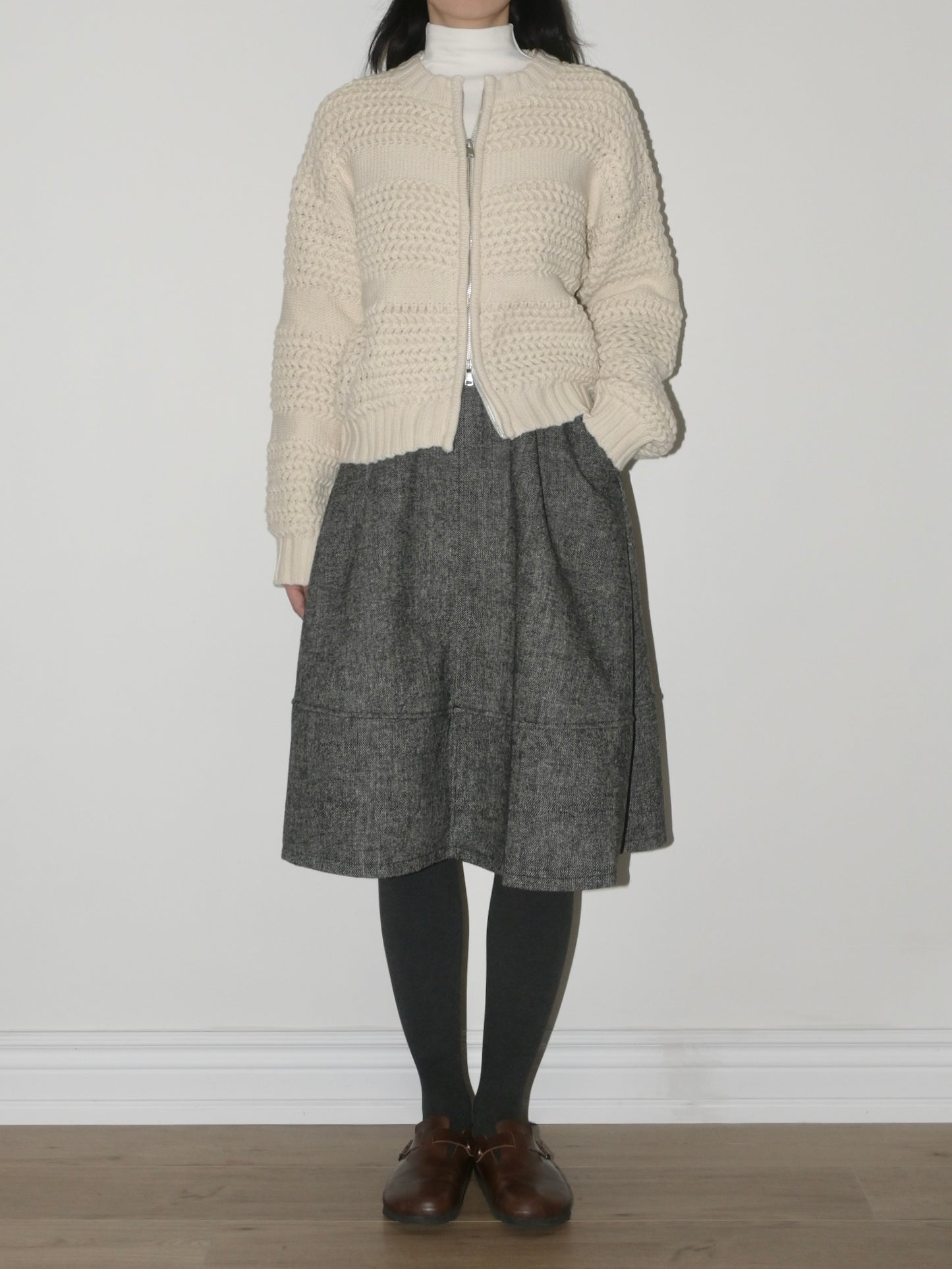 Structured Wool Midi Skirt