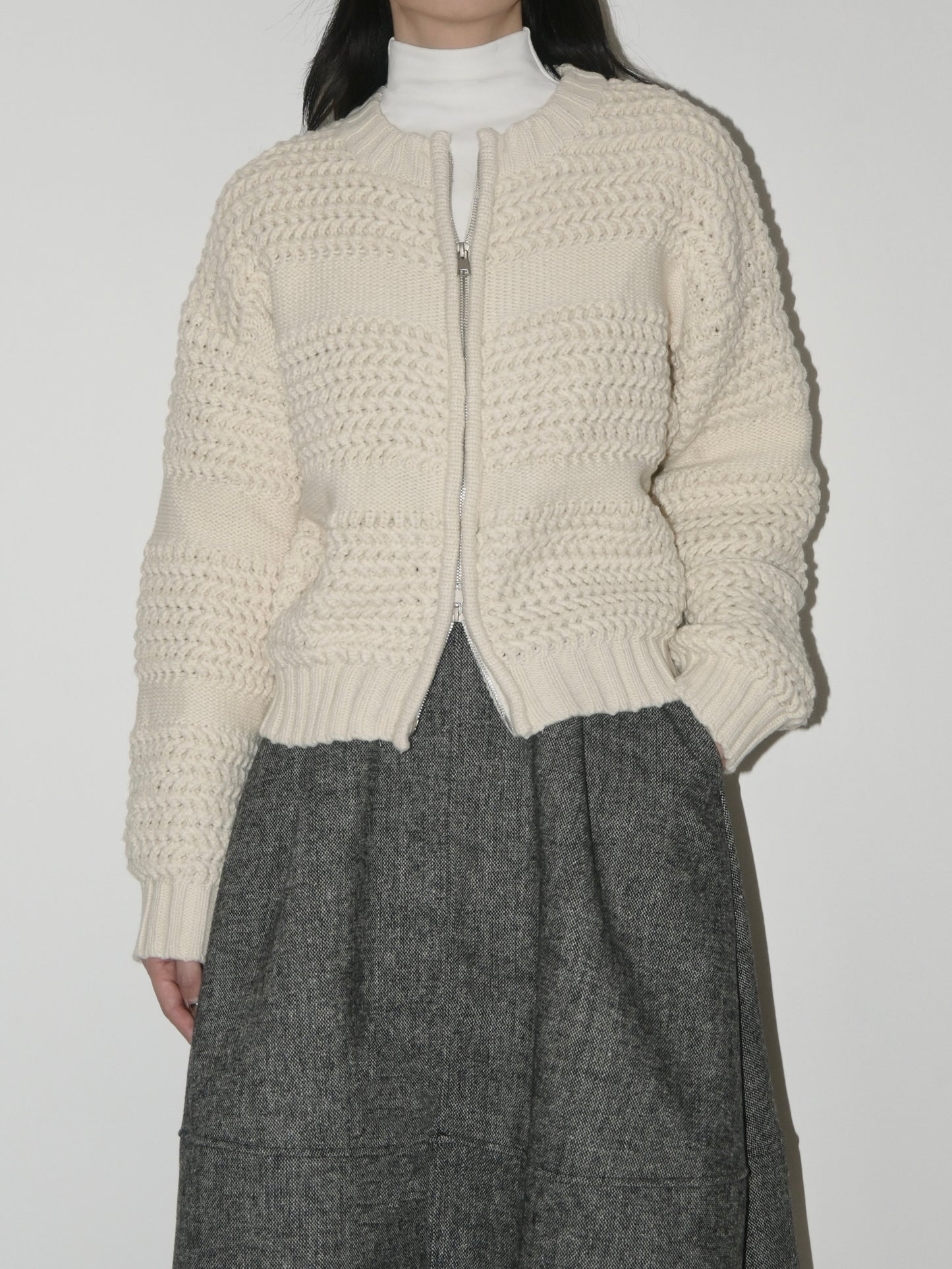 Textured Wool Zip Sweater