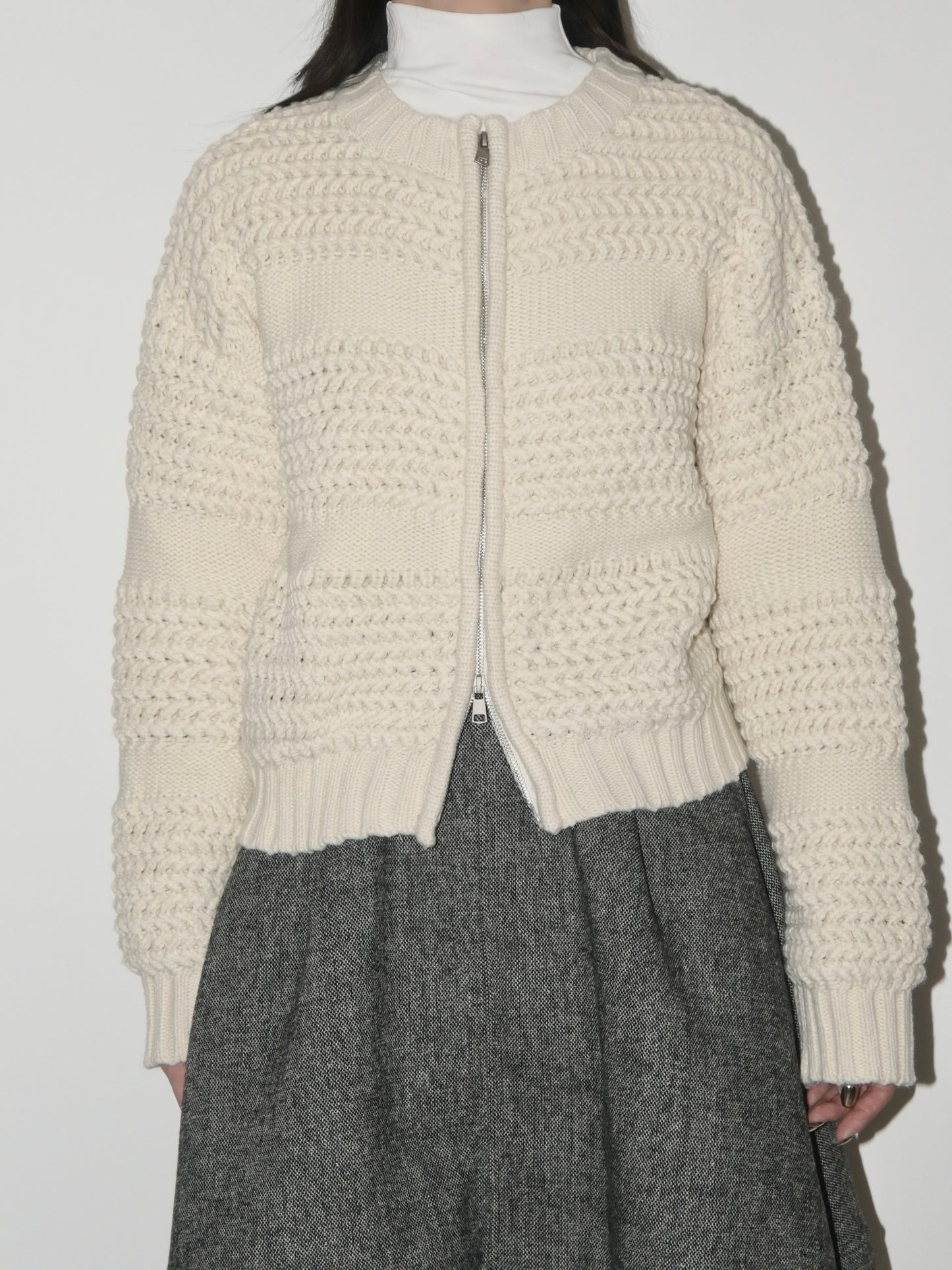 Textured Wool Zip Sweater