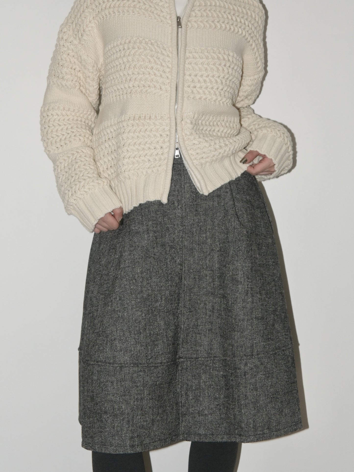 Structured Wool Midi Skirt