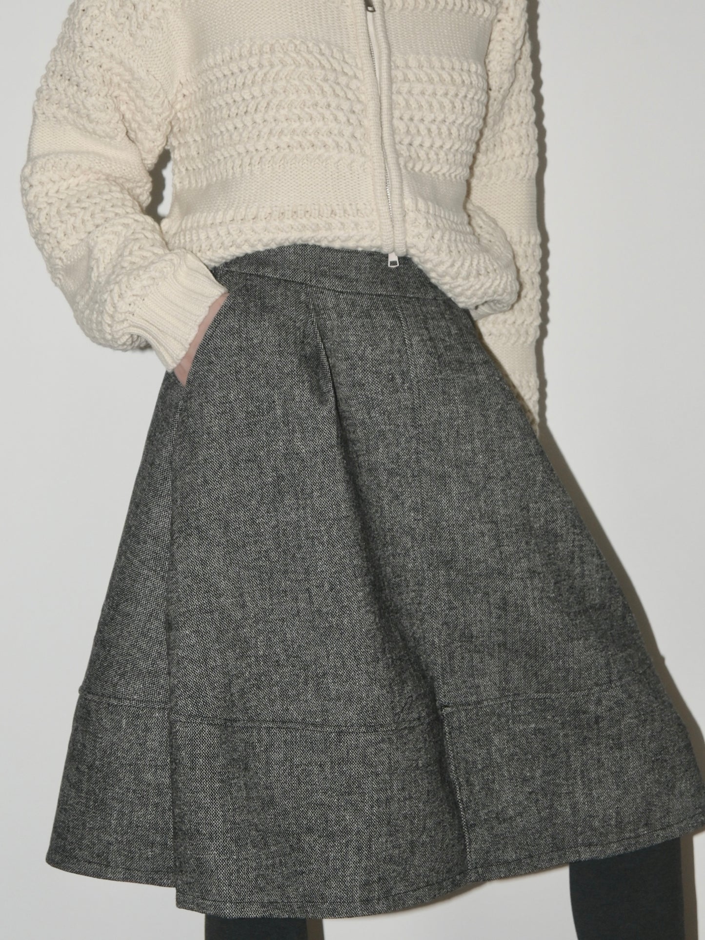 Structured Wool Midi Skirt