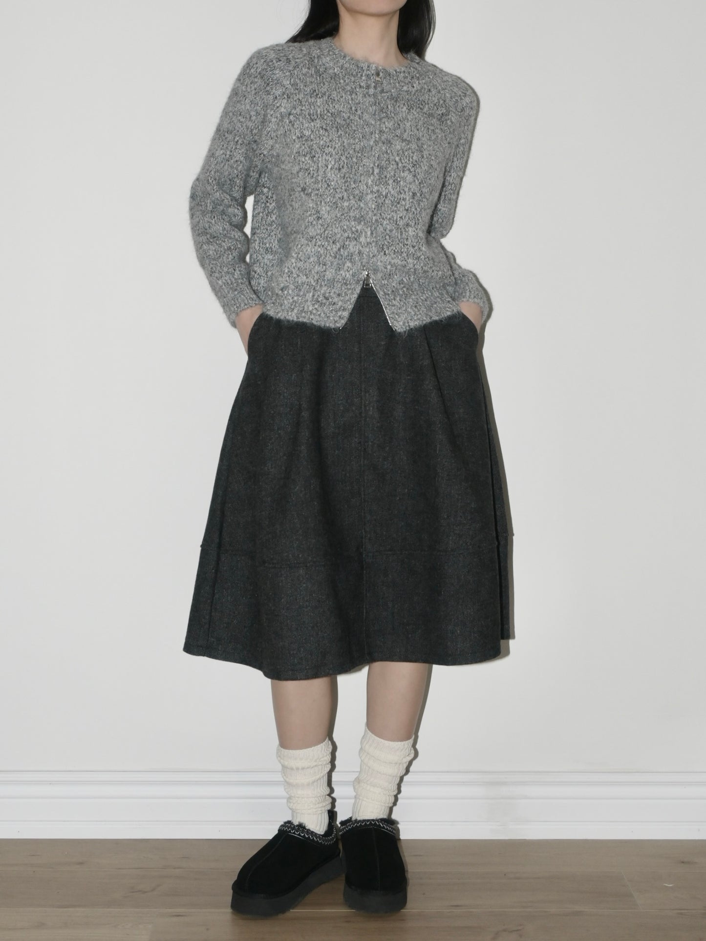 Crewneck Zip Up Sweater