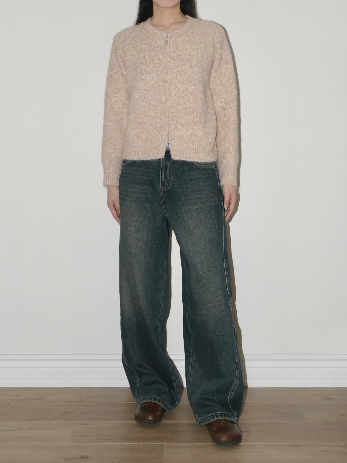 Crewneck Zip Up Sweater