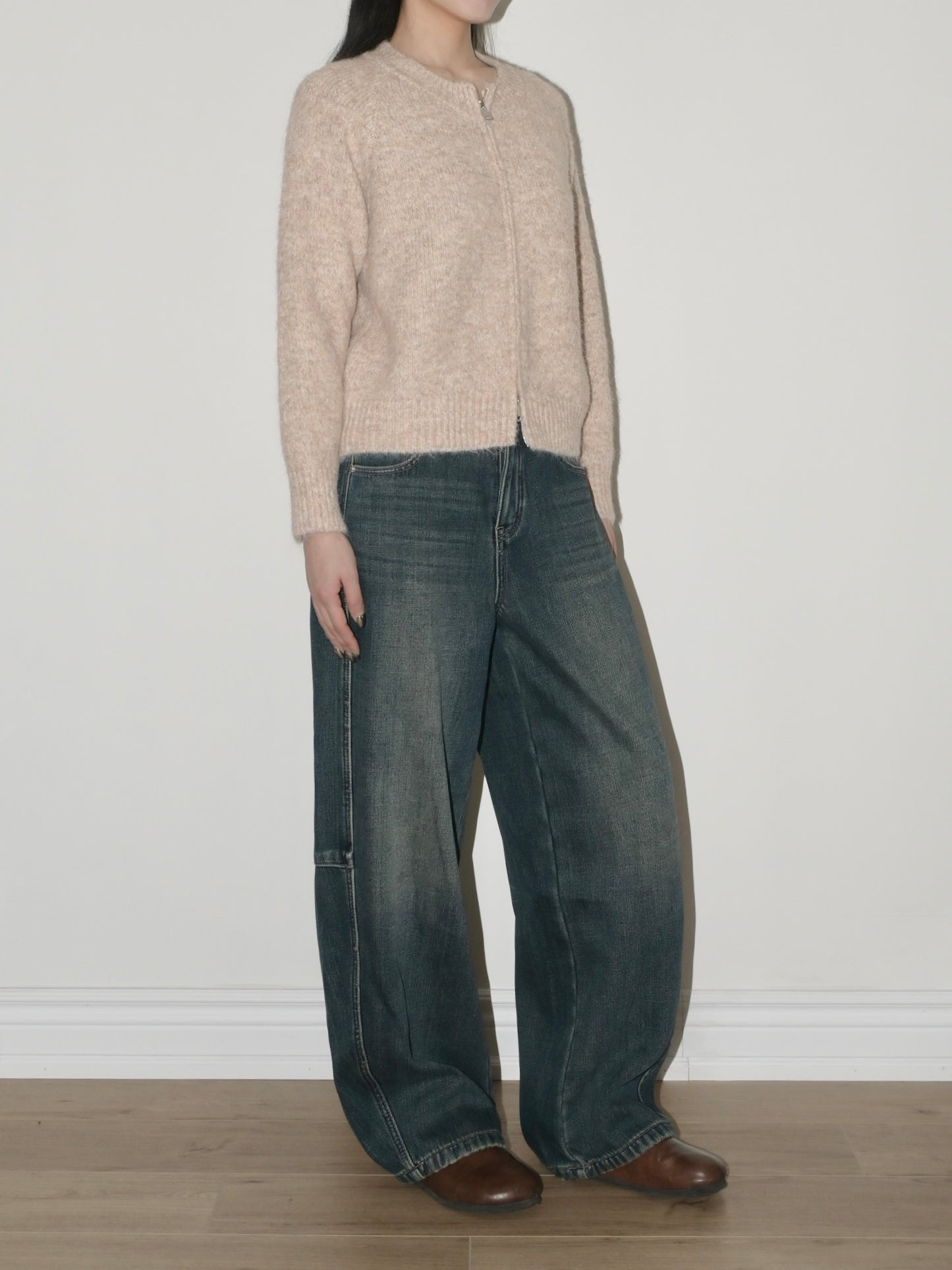 Crewneck Zip Up Sweater