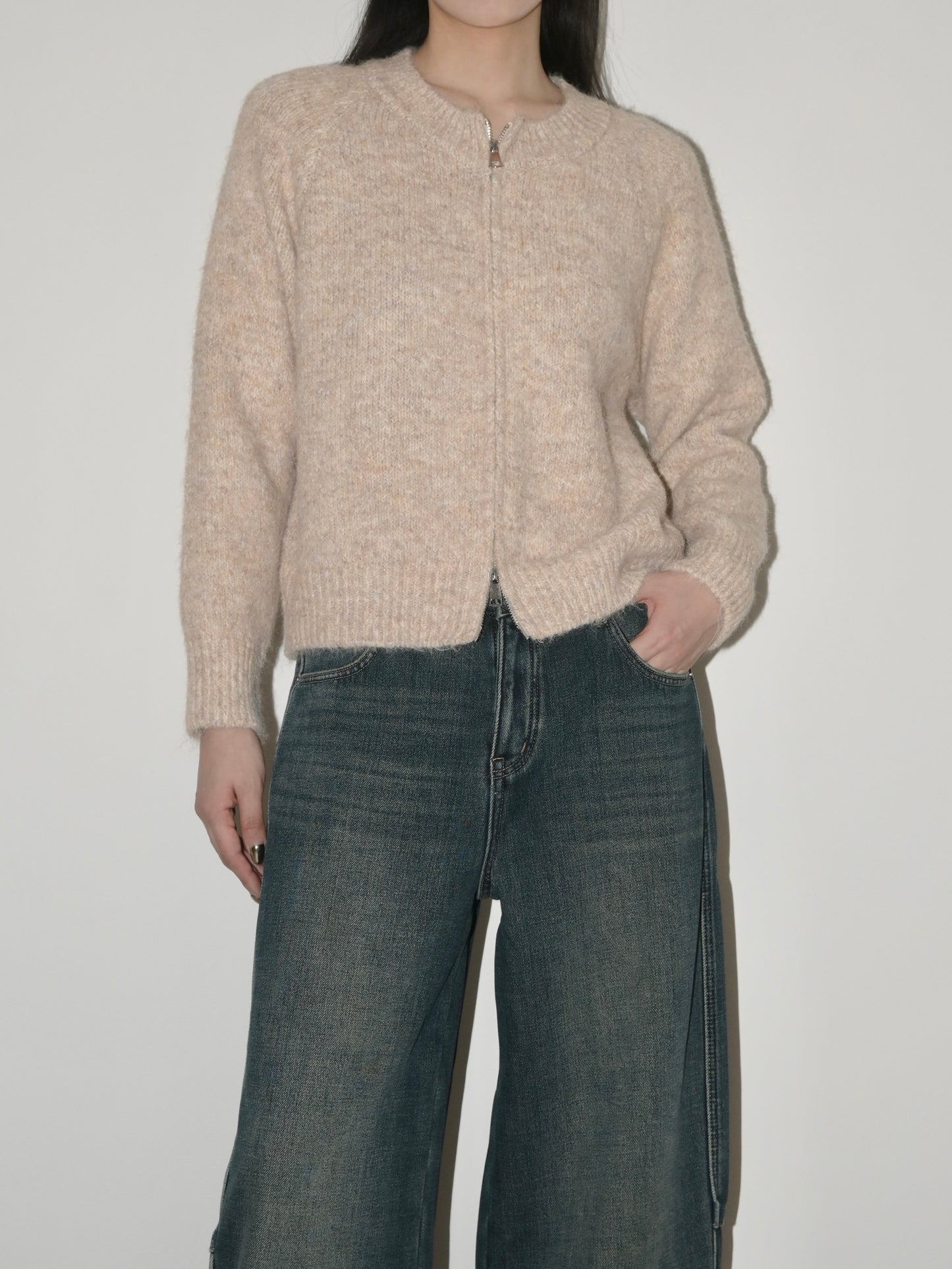 Crewneck Zip Up Sweater