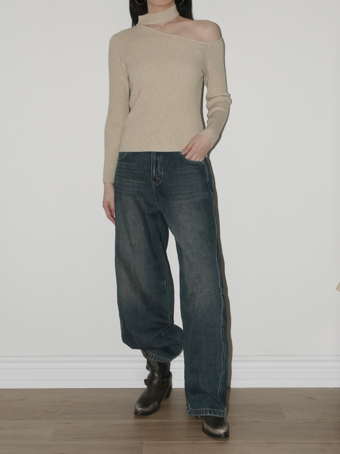 One Shoulder Knit Top