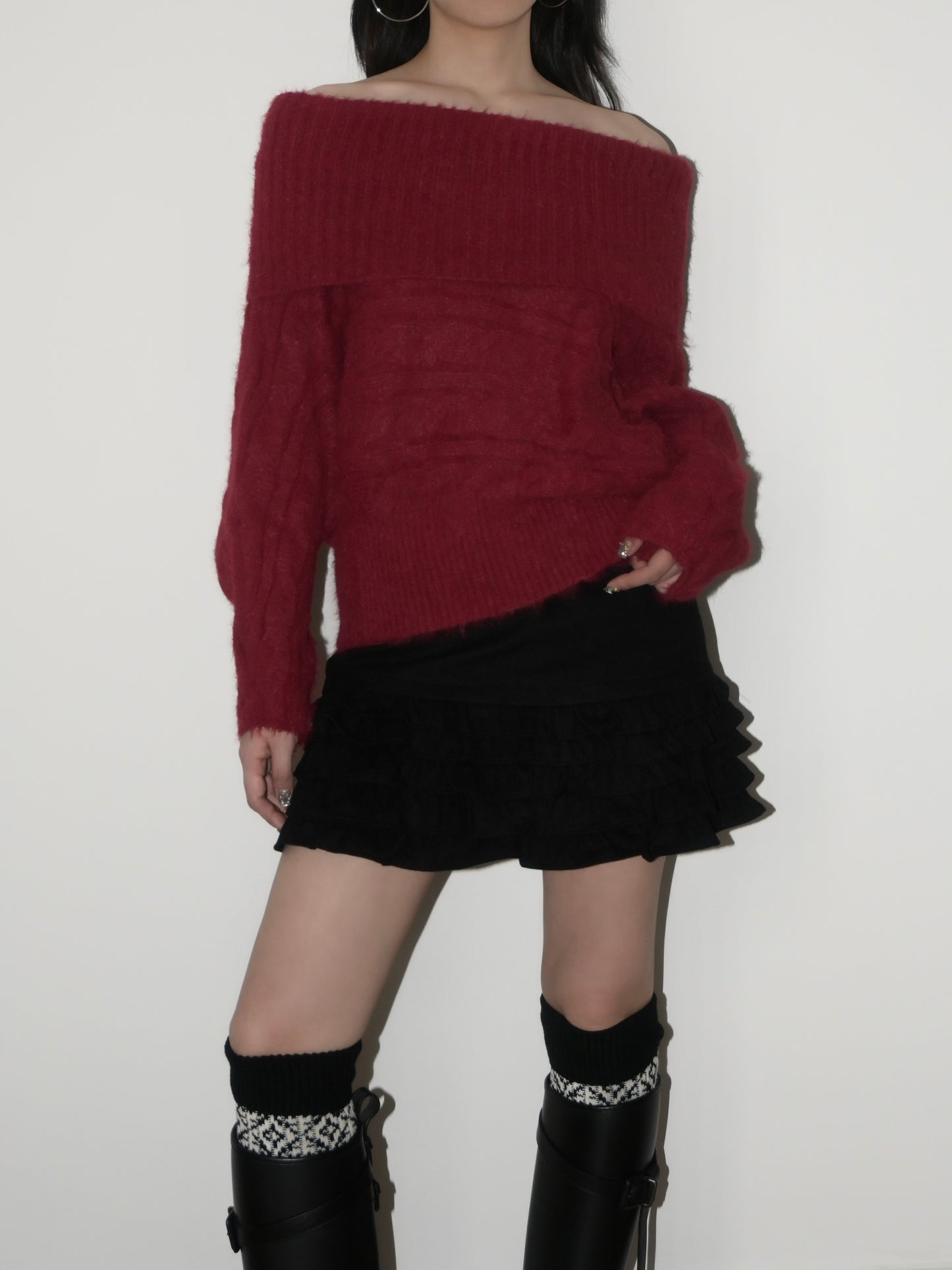 Fuzzy Off-Shoulder Sweater