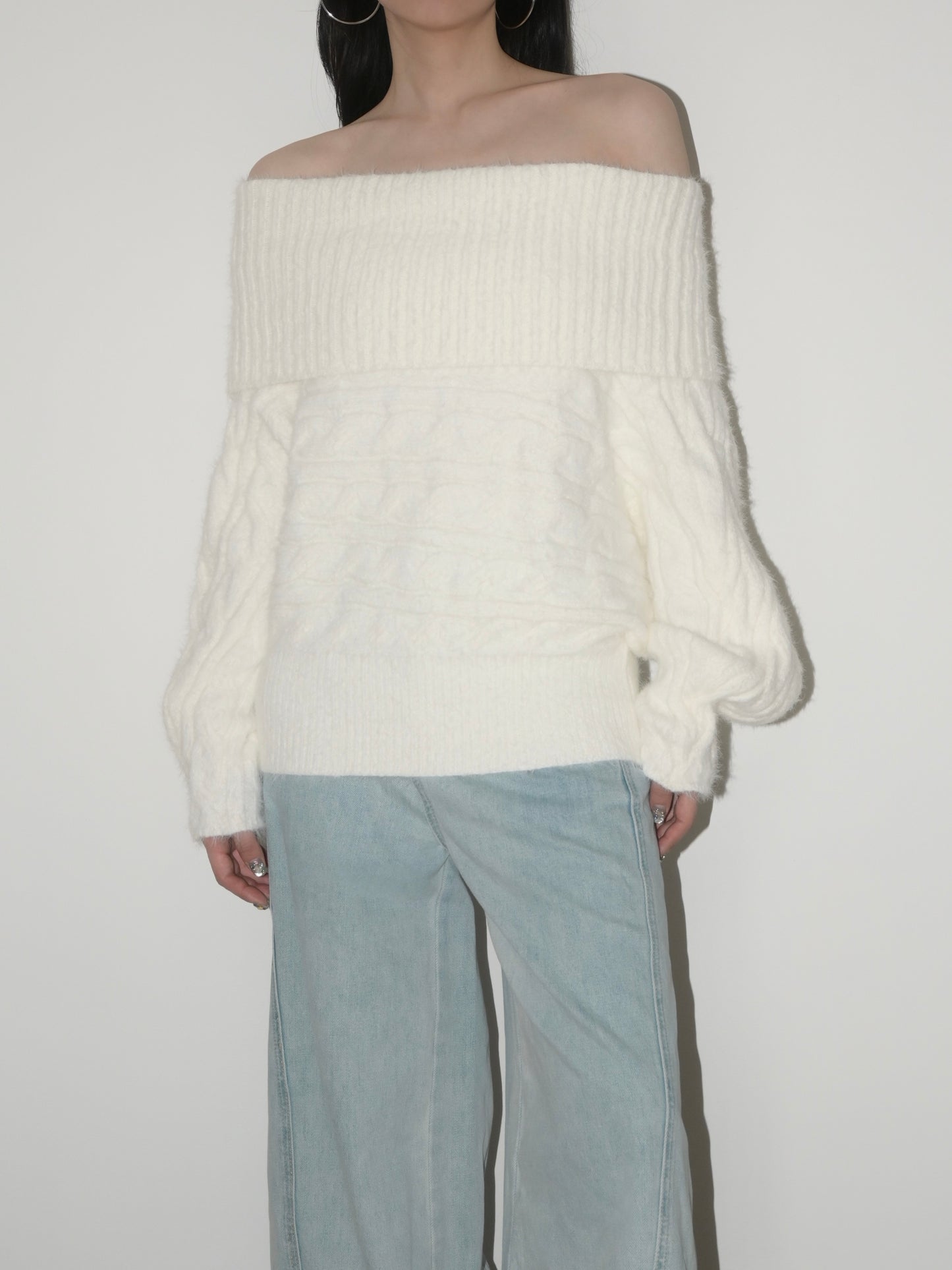 Fuzzy Off-Shoulder Sweater
