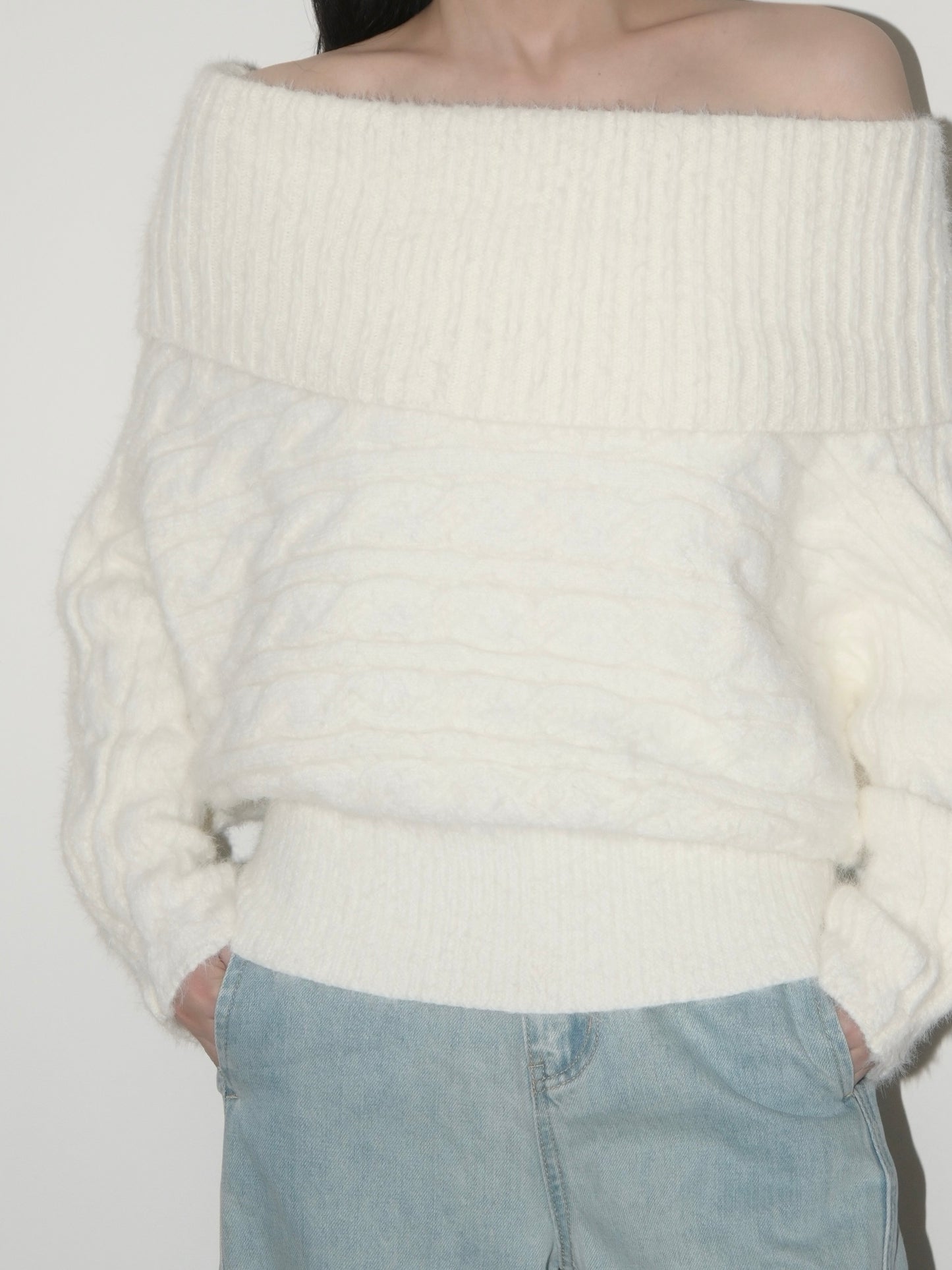 Fuzzy Off-Shoulder Sweater