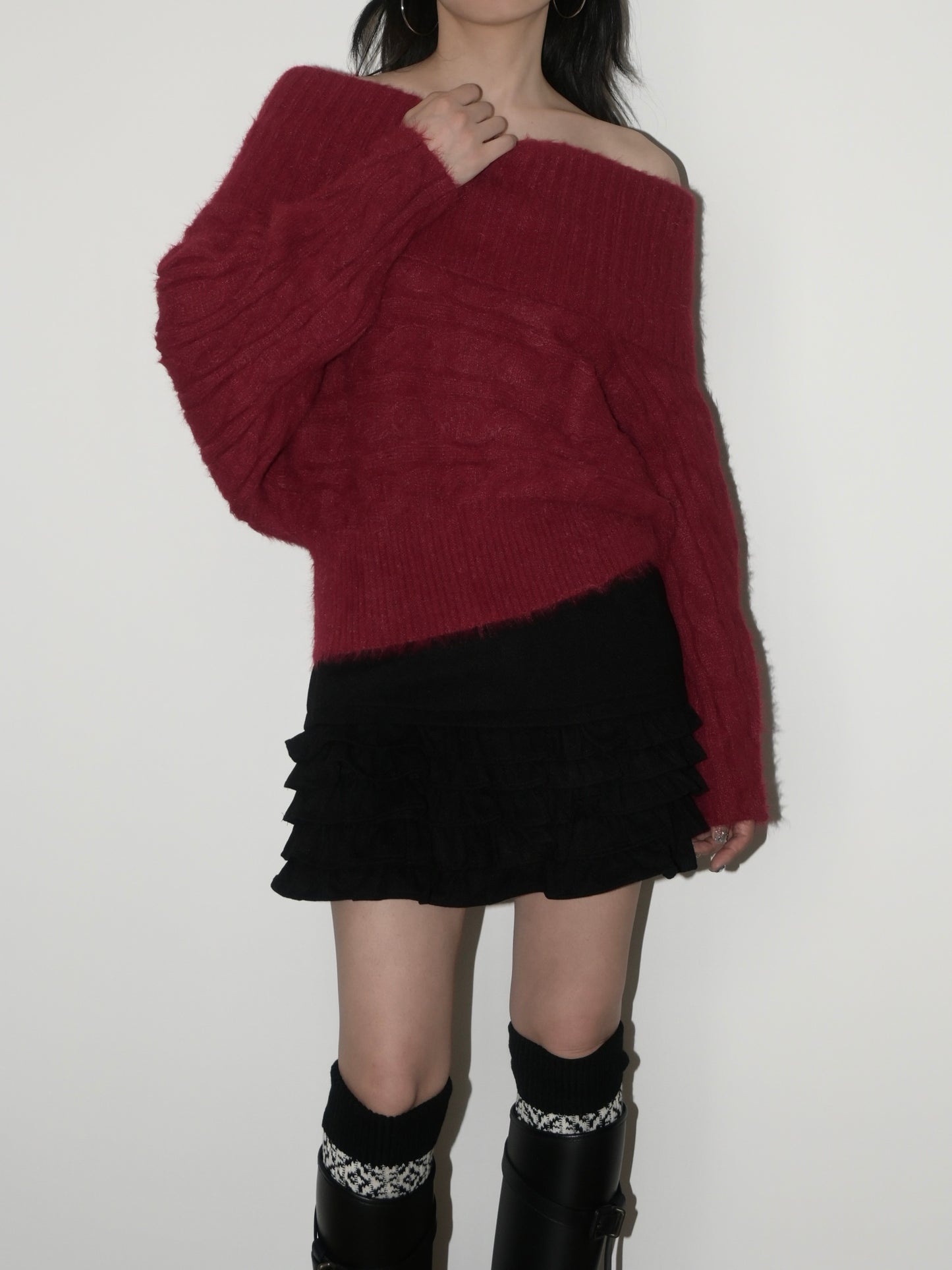 Fuzzy Off-Shoulder Sweater