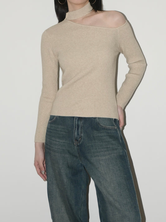 One Shoulder Knit Top