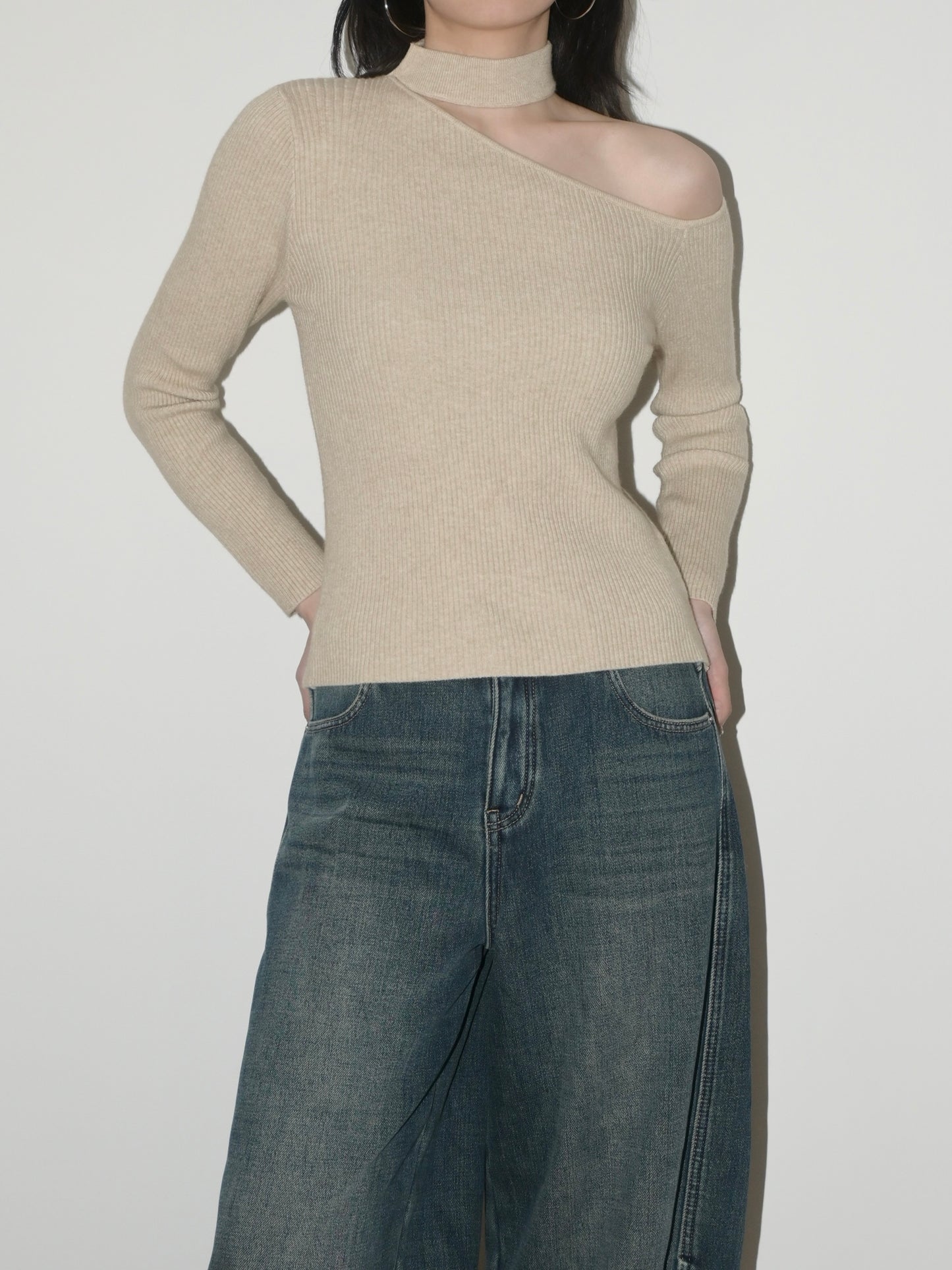 One Shoulder Knit Top