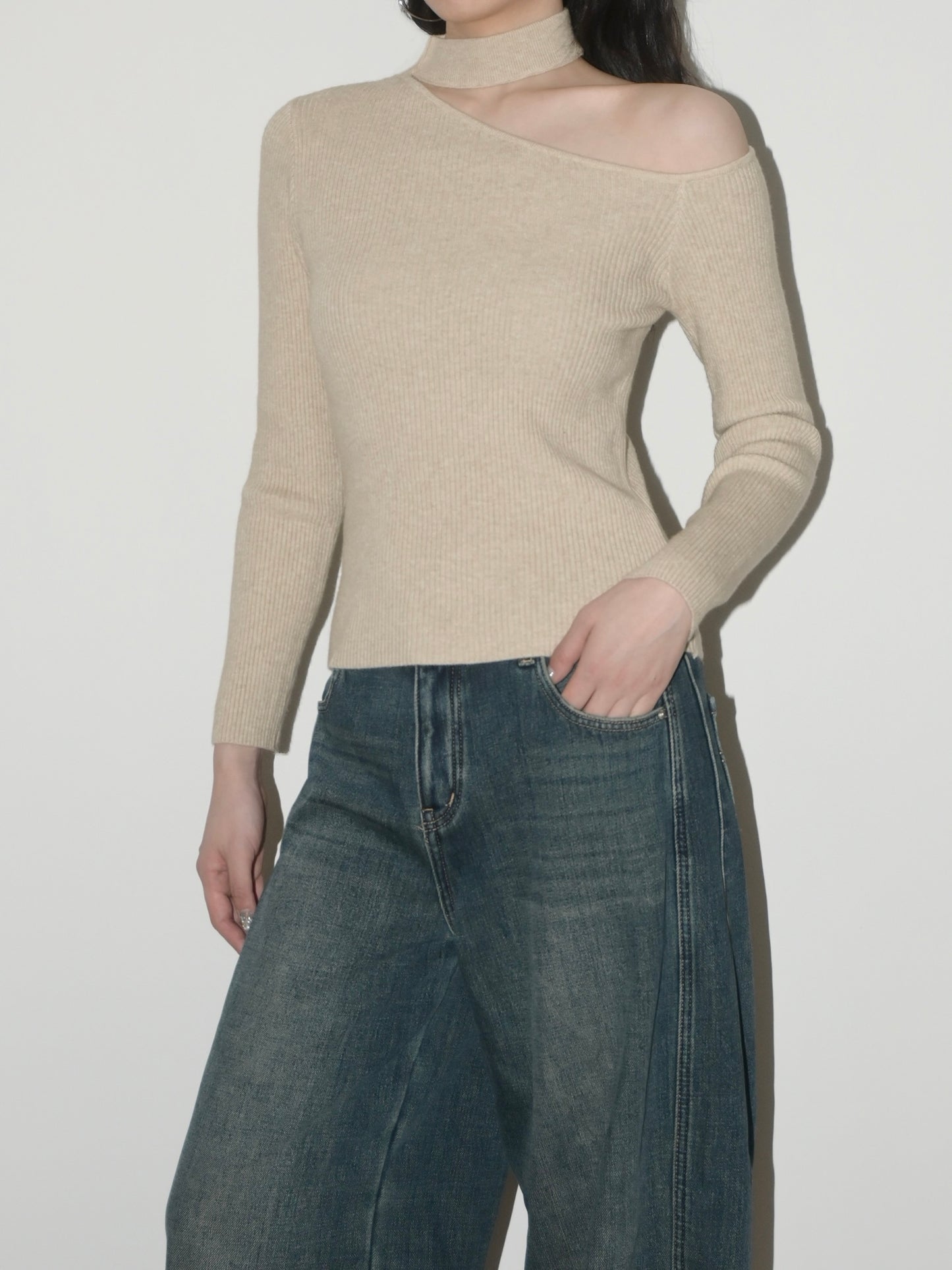 One Shoulder Knit Top