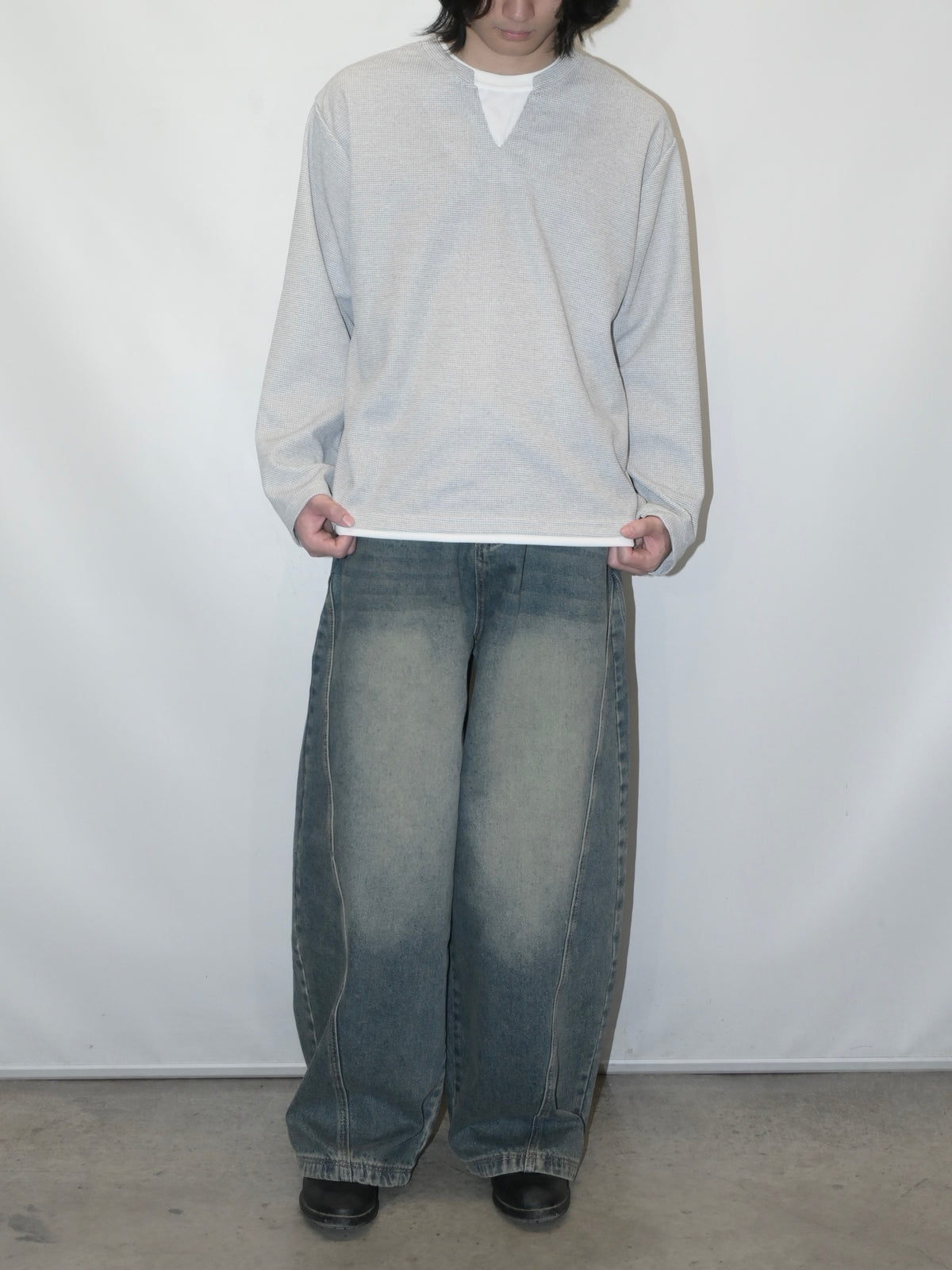 Waffle Knit Long Sleeve Top