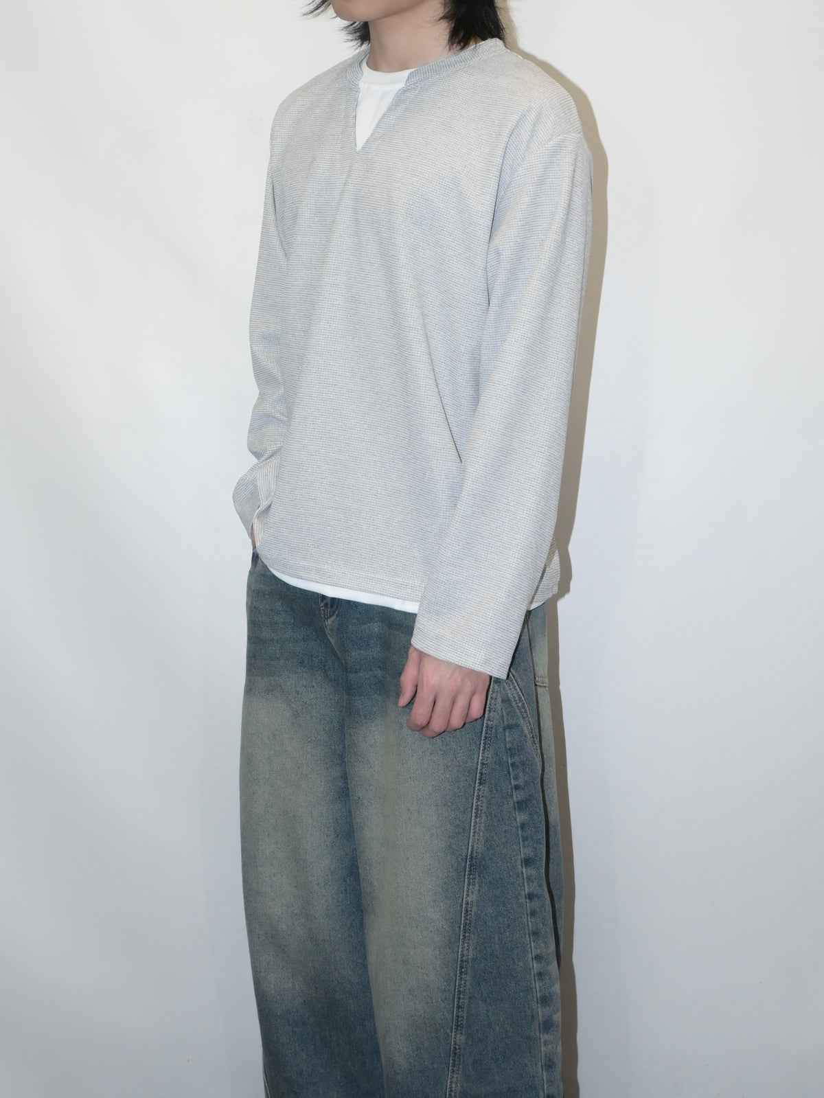 Waffle Knit Long Sleeve Top