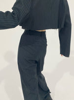 Load image into Gallery viewer, Pin-Stripe Tuxedo Pant Dark Navy
