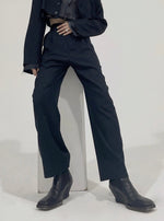 Load image into Gallery viewer, Pin-Stripe Tuxedo Pant Dark Navy
