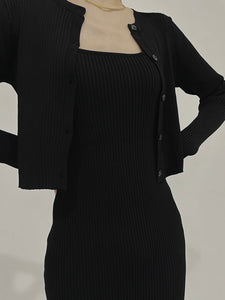Kaia Knit Dress Set Black