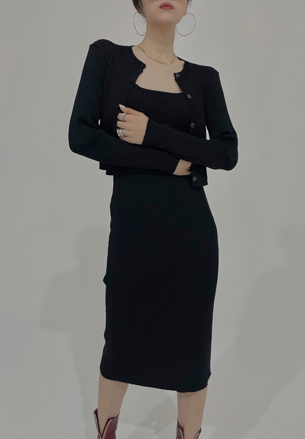 Kaia Knit Dress Set Black