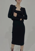 Load image into Gallery viewer, Kaia Knit Dress Set Black
