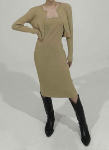 Kaia Knit Dress Set Almond