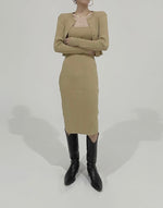 Load image into Gallery viewer, Kaia Knit Dress Set Almond
