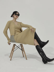 Kaia Knit Dress Set Almond