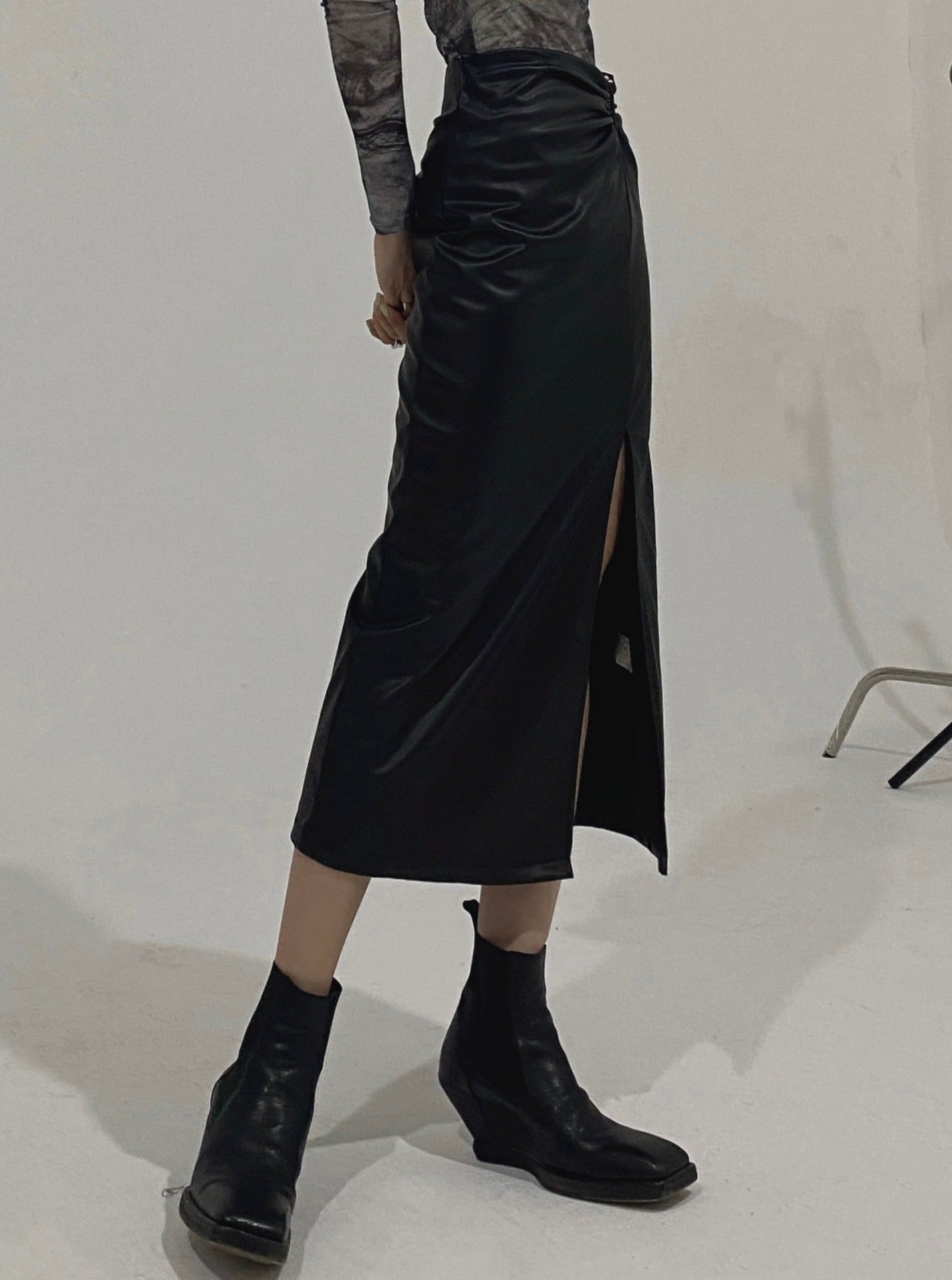 Dakota Leather Skirt Black