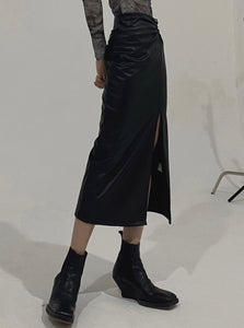 Dakota Leather Skirt Black