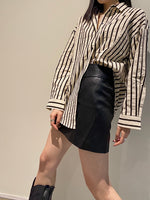Load image into Gallery viewer, Pin-Stripe Button Up Cream/Black
