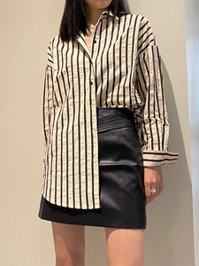 Pin-Stripe Button Up Cream/Black
