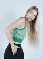 Load image into Gallery viewer, Kate Crop Top Green &amp; White
