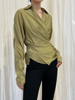 Load image into Gallery viewer, Satin Drape Shirt Mustard
