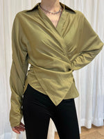 Load image into Gallery viewer, Satin Drape Shirt Mustard
