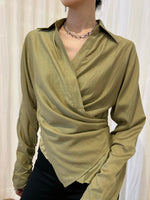 Load image into Gallery viewer, Satin Drape Shirt Mustard

