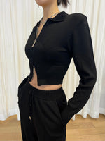 Load image into Gallery viewer, Knit Jogger Set Top Black
