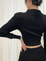 Load image into Gallery viewer, Knit Jogger Set Top Black

