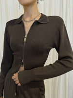 Load image into Gallery viewer, Knit Jogger Set Top Brown
