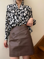Load image into Gallery viewer, Vegan Leather Skirt Cocoa Brown

