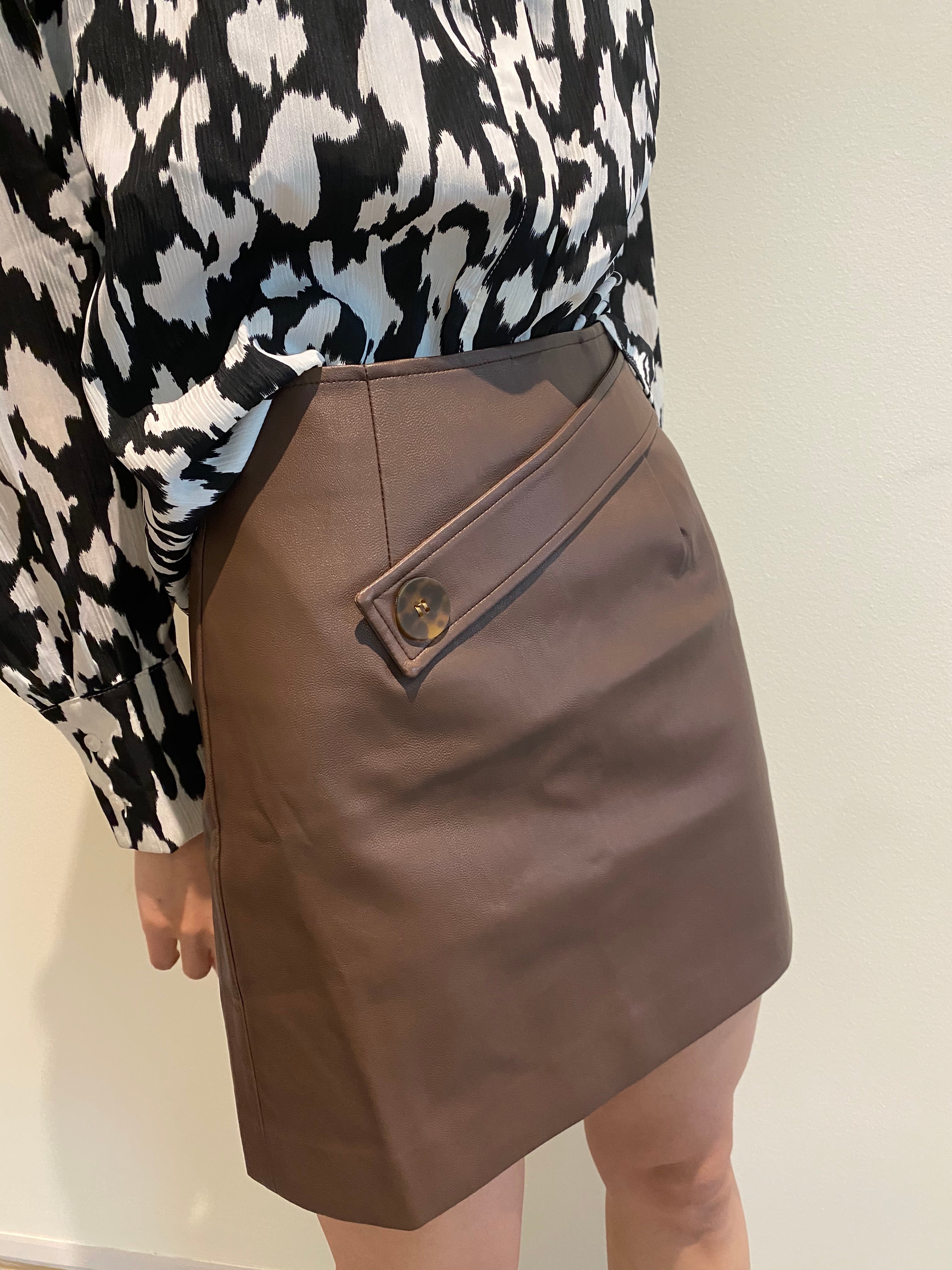 Vegan Leather Skirt Cocoa Brown
