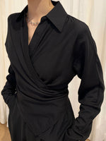 Load image into Gallery viewer, Satin Drape Shirt Black
